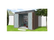 Zahradní domek kovový 2,4 x 1,8 m s pultovou střechou hnědý Riwall PRO RMSP 6x8 Brown