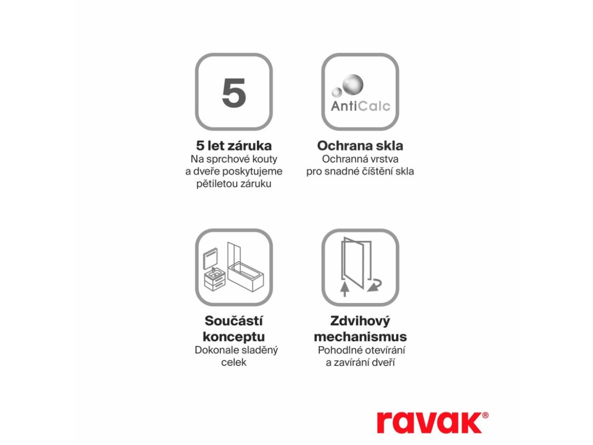 Ravak CRV2 80, čierna+transparent